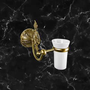 Classy Toothbrush Holder Brass Ceramic Art Nouveau by Ghidini 1849