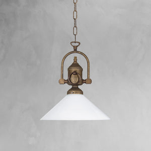 Cone Hanging Light Antique Brass 30 Cm Fiordo by Ghidini 1849