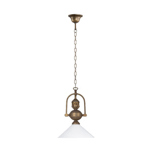 Cone Pendant Light Antique Brass White Glass by Ghidini 1849