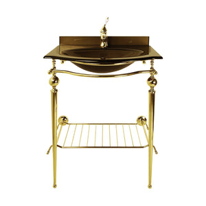 Console Bathroom Sink Vintage 24K Gold Real Brass by Ghidini 1849