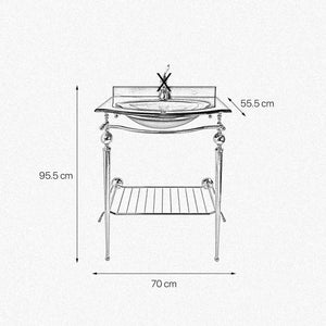 Console Bathroom Sink Vintage 24K Gold Real Brass by Ghidini 1849
