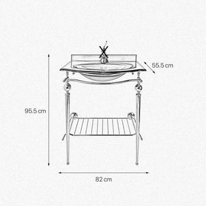 Console Bathroom Sink Vintage 24K Gold Real Brass by Ghidini 1849