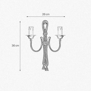 Double Candle Sconce Light E14 Real Premium Brass by Ghidini 1849