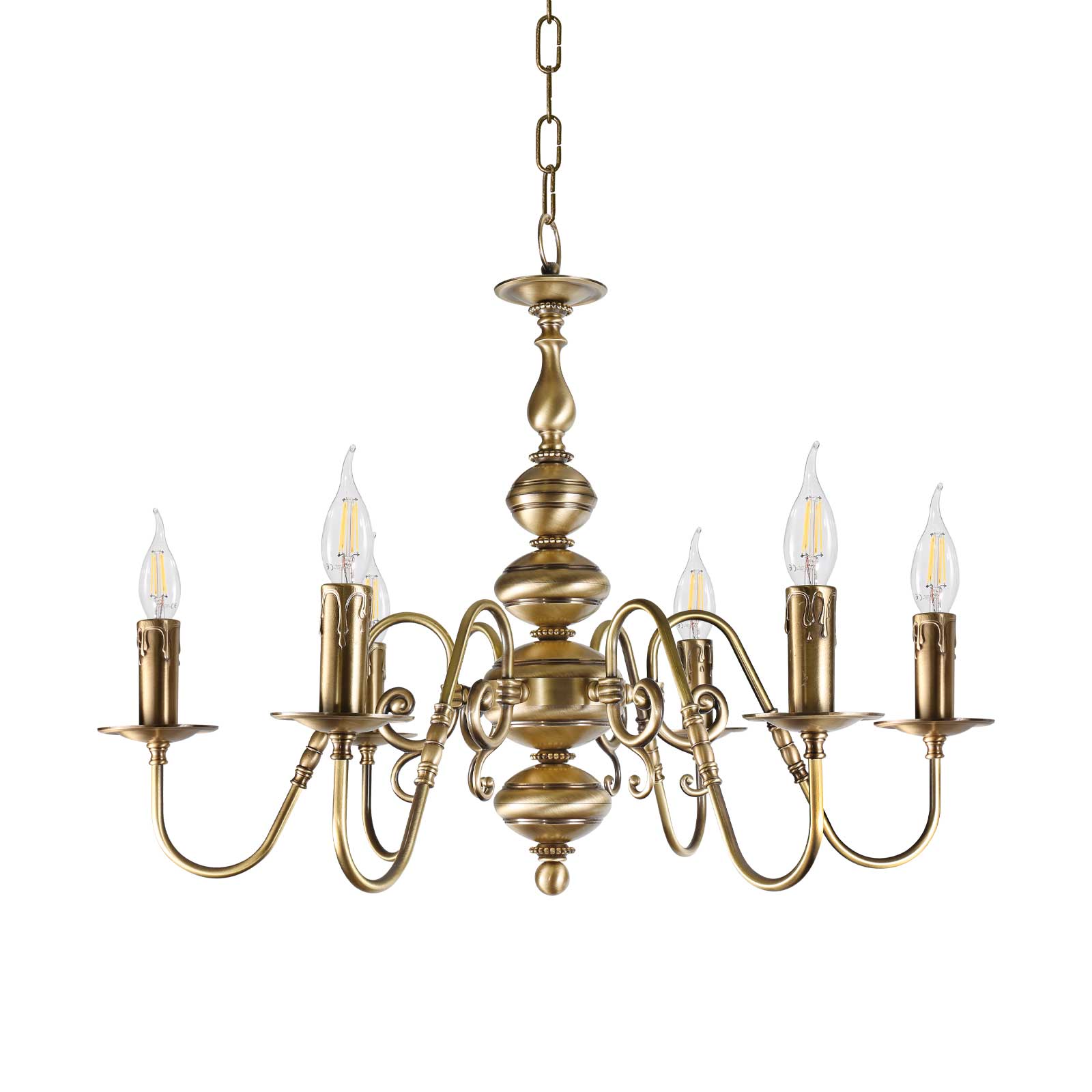 Classic flemish chandelier, 12+6+3 lamps, Shiny Brass finish, with