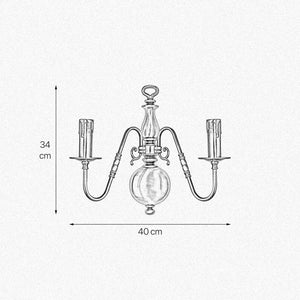 Flemish Wall Light In Real Brass With 2 Flames by Ghidini 1849