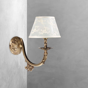 Floral Sconce Satin Brass White Cloth Shade Angelica by Ghidini 1849