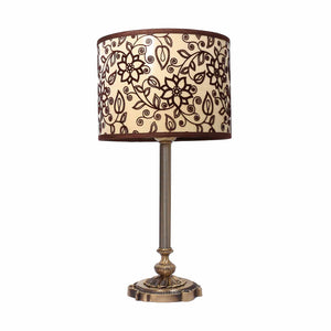 Floral Table Lamp Brass And Decorative Fabric Shade by Ghidini 1849