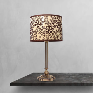 Floral Table Lamp Brass And Decorative Fabric Shade by Ghidini 1849