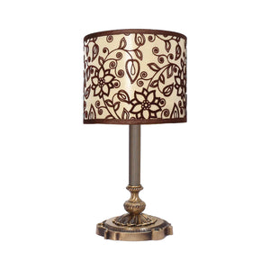 Floral Table Lamp Brass And Decorative Fabric Shade by Ghidini 1849