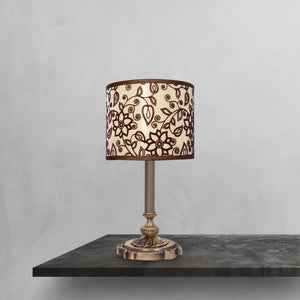 Floral Table Lamp Brass And Decorative Fabric Shade by Ghidini 1849