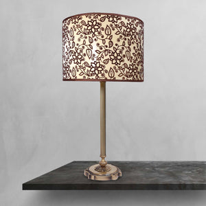 Floral Table Lamp Brass And Decorative Fabric Shade by Ghidini 1849