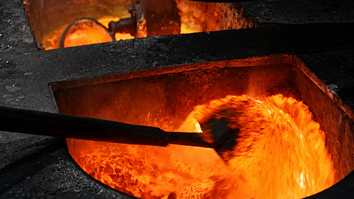 Molten brass inside a melting furnace