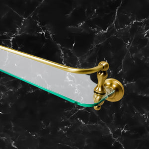 Glass Bathroom Shelf Premium Brass Rail Ottavia by Ghidini 1849