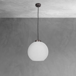 Glass Globe Pendant Light Dark Bronze Brass by Ghidini 1849