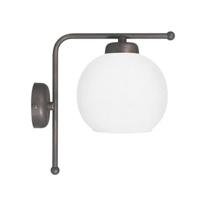 Globe Wall Sconce Dark Bronze White Satin Glass by Ghidini 1849