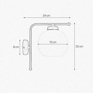 Globe Wall Sconce Dark Bronze White Satin Glass by Ghidini 1849