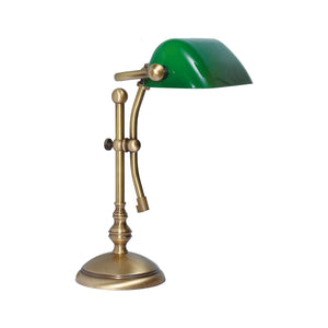 Mini Bankers Lamp Adjustable Bronze Brass Green by Ghidini 1849