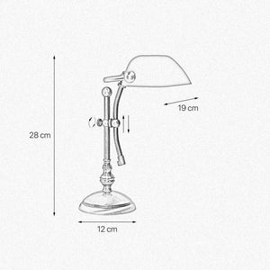 Mini Bankers Lamp Adjustable Bronze Brass Green by Ghidini 1849