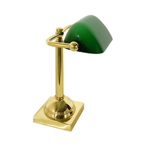 Mini Bankers Lamp Polished Brass Green Vintage by Ghidini 1849