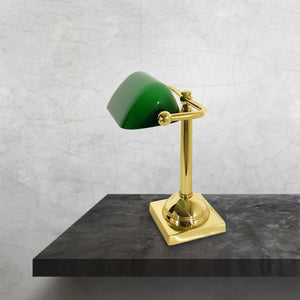Mini Bankers Lamp Polished Brass Green Vintage by Ghidini 1849