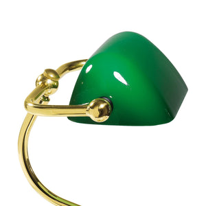 Mini Bankers Lamp Vintage Real Brass Green Glass by Ghidini 1849