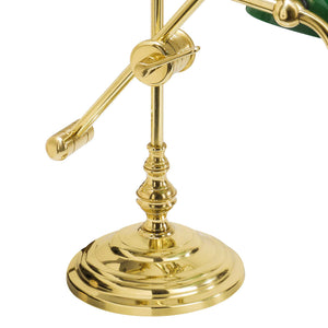 Mini Bankers Lamp With Green Glass Brass Art Deco by Ghidini 1849