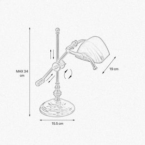 Mini Bankers Lamp With Green Glass Brass Art Deco by Ghidini 1849