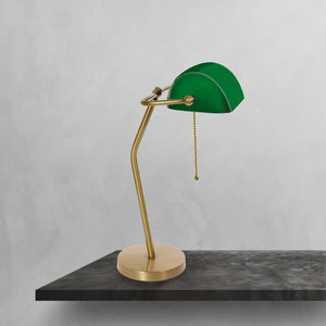 Modern Bankers Lamp Premium Italian Satin Brass by Ghidini 1849
