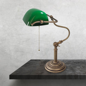 Old Fashioned Green Desk Lamp Antique Brass by Ghidini 1849