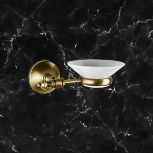 Old Fashioned Soap Dish Ceramic And Brass Olimpo by Ghidini 1849