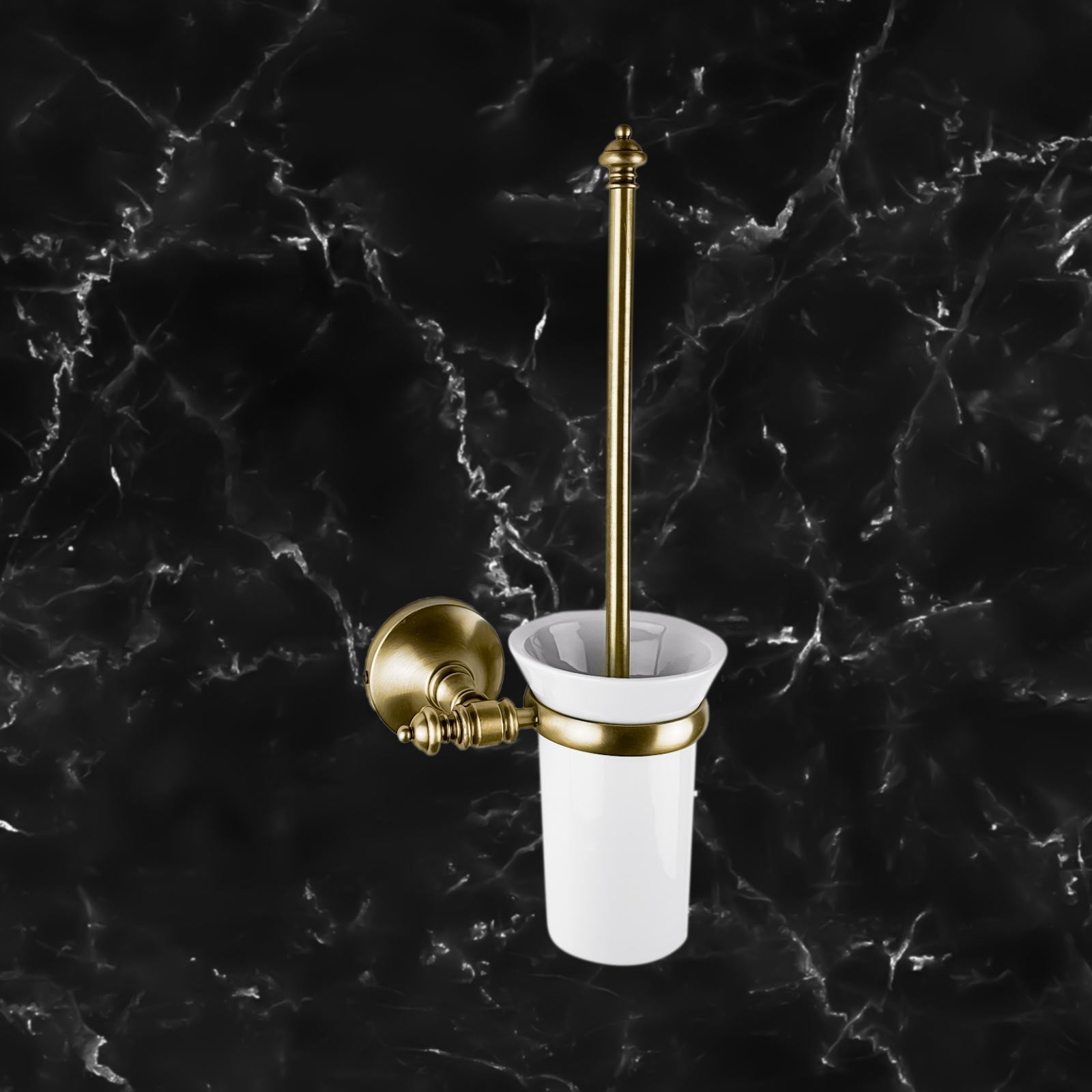 Old Fashioned Toilet Brush Brass Ceramics Olimpo by Ghidini 1849