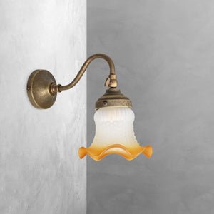 Old World Wall Sconce Aged Brass And Satin Glass by Ghidini 1849