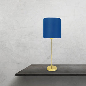 Polished Brass Table Lamp Blue Lampshade Sofis by Ghidini 1849