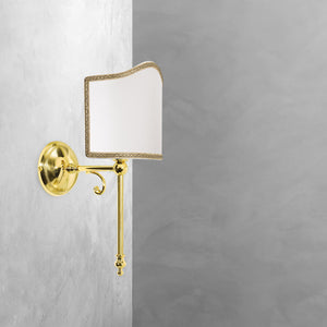 Polished Brass Wall Light With Cloth Lamp Shade by Ghidini 1849