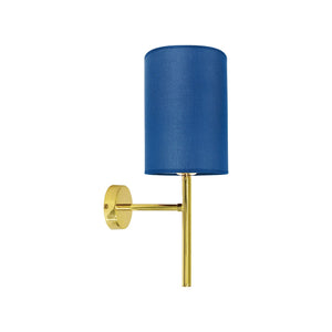 Polished Brass Wall Sconce Blue Lampshade Sofis by Ghidini 1849