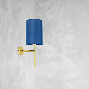 Polished Brass Wall Sconce Blue Lampshade Sofis by Ghidini 1849