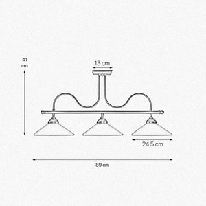 Pool Chandelier Premium Brass With 3 Cone Glasses by Ghidini 1849