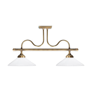 Pool Table Chandelier Premium Brass 2 White Cones by Ghidini 1849