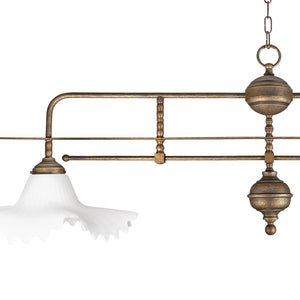 Pool Table Hanging Light Antique Brass White Glasses by Ghidini 1849