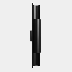 Contemporary brass wall lamp with tubular design, emits light upwards and downwards, ideal for modern spaces by Ghidini 1849 - Finish: ONO Matt Black