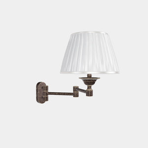 Brass wall lamp with ivory fabric lampshade and adjustable arms for elegant interior spaces by Ghidini 1849 - Finish: OAS Antique Brass