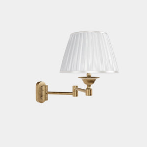 Brass wall lamp with ivory fabric lampshade and adjustable arms for elegant interior spaces by Ghidini 1849 - Finish: OBS Bronze Satin Brass