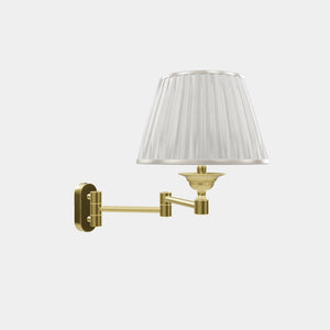 Brass wall lamp with ivory fabric lampshade and adjustable arms for elegant interior spaces by Ghidini 1849 - Finish: OLV Polished Brass
