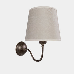 Brass wall light with a grey linen fabric shade, classic design, ideal for elegant and cozy interiors by Ghidini 1849 - Finish: OAS Antique Brass
