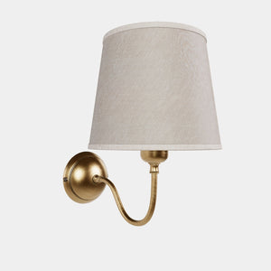 Brass wall light with a grey linen fabric shade, classic design, ideal for elegant and cozy interiors by Ghidini 1849 - Finish: OBS Bronze Satin Brass