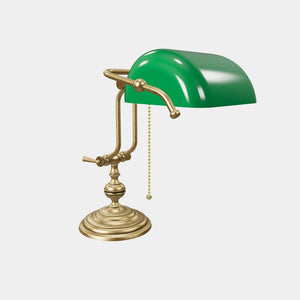 Banker’s lamp in brass with adjustable green glass shade, classic style, ideal for elegant and functional interiors by Ghidini 1849 - OBV Bronze Satin Light Brass