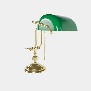 Banker’s lamp in brass with adjustable green glass shade, classic style, ideal for elegant and functional interiors by Ghidini 1849 - OLV Polished Brass