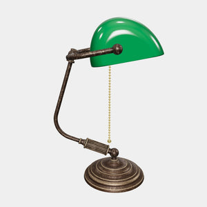 Banker’s lamp in brass with green shade, perfect for offices, studies, and classic interiors by Ghidini 1849 - Finish: OAS Antique Brass