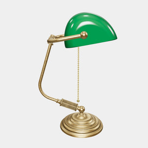 Banker’s lamp in brass with green shade, perfect for offices, studies, and classic interiors by Ghidini 1849 - Finish: OBV Bronze Satin Light Brass