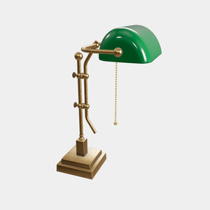 Churchill Adjustable Brass Lamp, Green Shade, For Study And Office by Ghidini 1849 - Finish: OBS Bronze Satin Brass